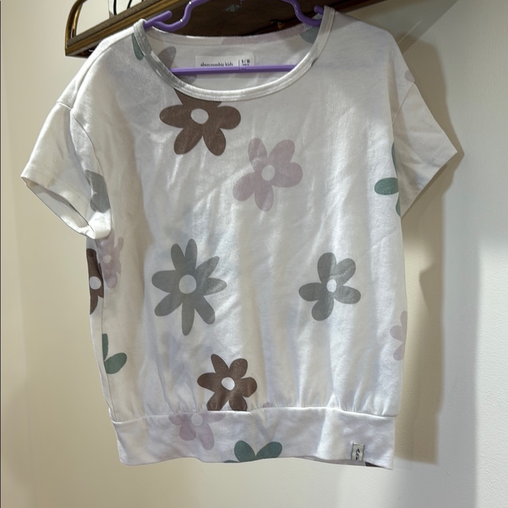 Abercrombie Kids Floral Short Sleeve Tee - White and Brown